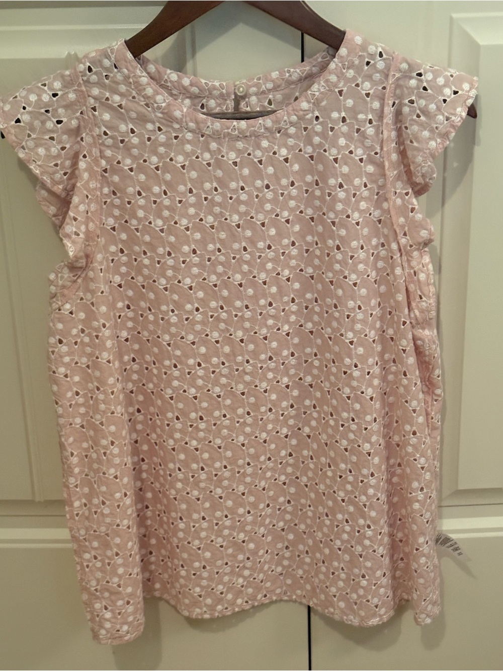 LOFT Light Pink Eyelet Lace Sleeveless Shell